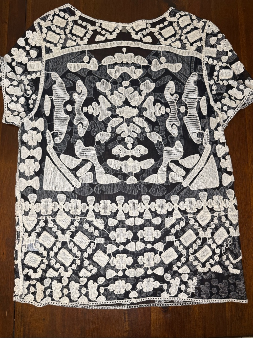 miami White Embroidered Sheer Overlay Tunic